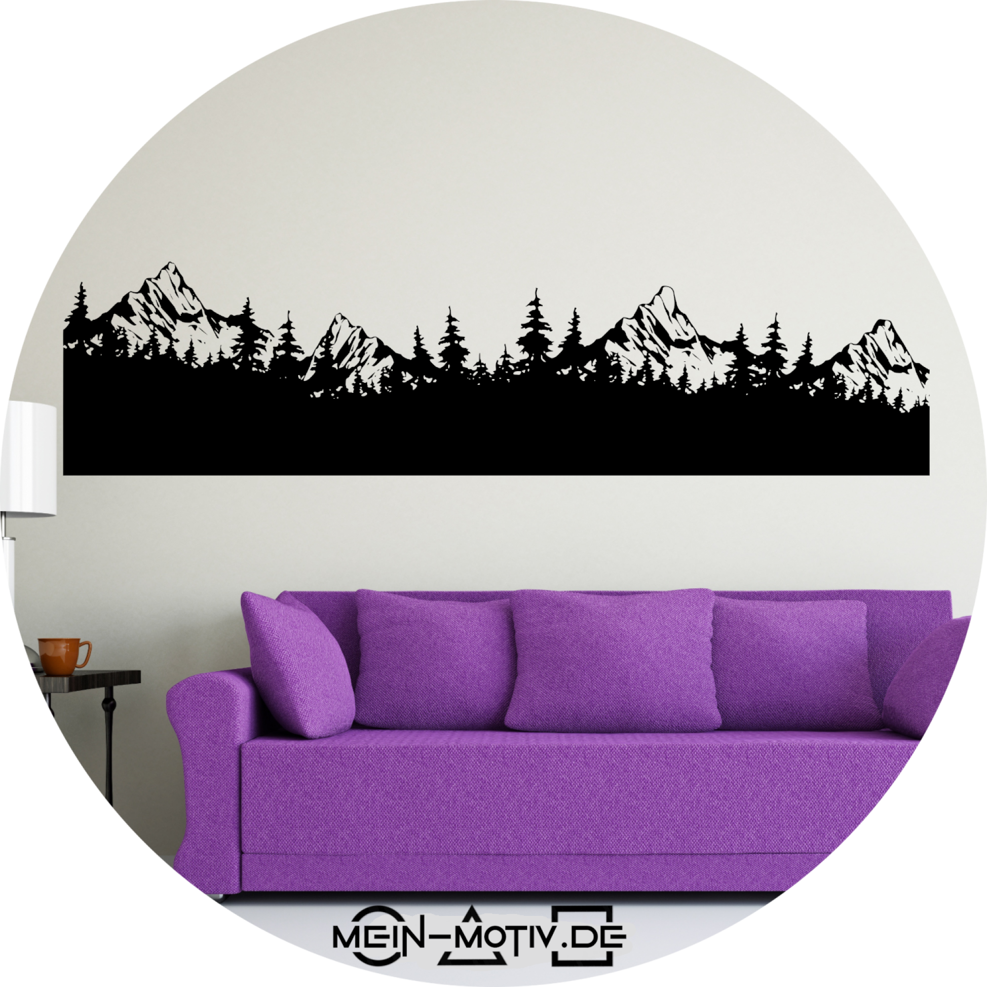 Wandtattoo 46363 Wald und Berglandschaft Silhouette